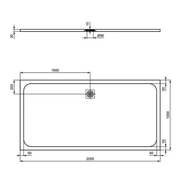 Cadita de dus dreptunghiulara Ideal Standard Ultra Flat S 200x100 cm negru intens [3]