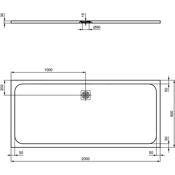 Cadita de dus dreptunghiulara Ideal Standard Ultra Flat S 200x90 cm negru intens [2]