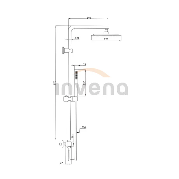 Pachet cabina de dus Ideal Standard Connect 2 crom 80x80 si coloana de dus Invena Svart crom [5]