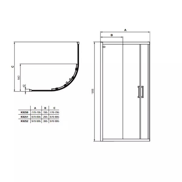 Cabina de dus semirotunda cu usi glisante 100x100 cm negru mat Ideal Standard Connect 2 [4]