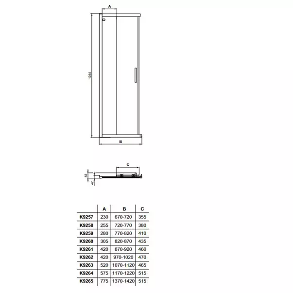 Usa glisanta cu segment fix 100 cm negru mat Ideal Standard Connect 2 K9262V3 [6]