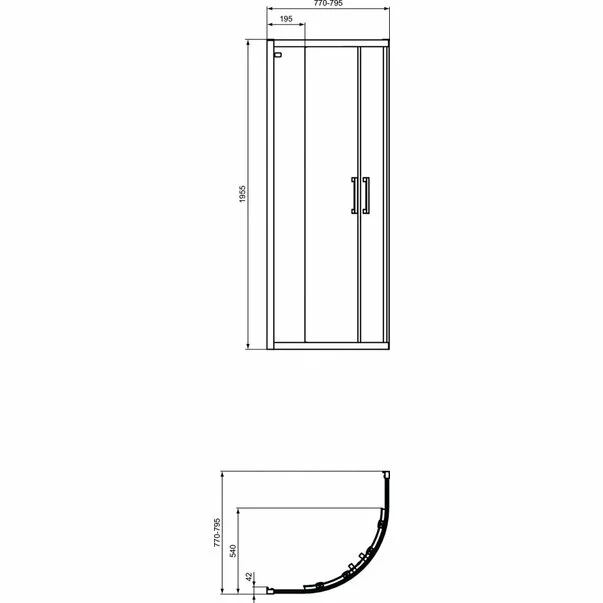 Cabina de dus semirotunda cu usi glisante Ideal Standard Connect 2 80x80 profil alb [2]