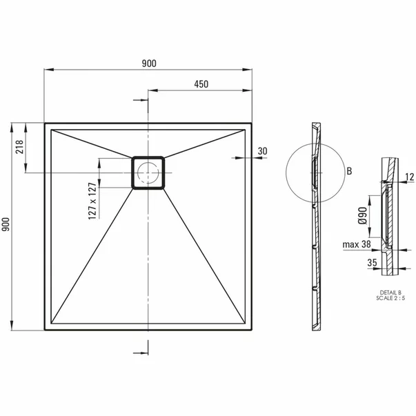 Cadita de dus patrata Deante Correo alb 90x90 cm [3]