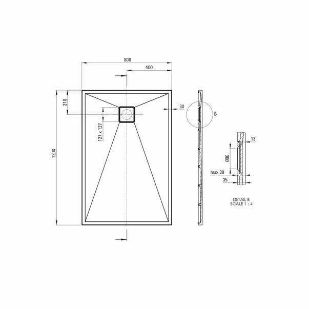 Cadita de dus dreptunghiulara Deante Correo alb 120x80 cm [3]