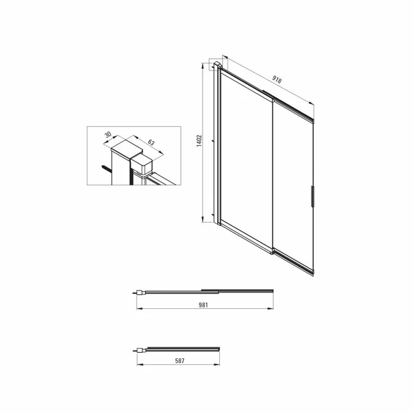Paravan de cada Deante Prizma 100x140 cm [3]