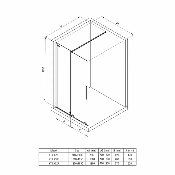 Paravan de dus Walk-in Deante Prizma titan 120x195 cm [5]