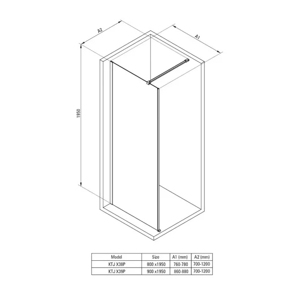 Paravan de dus Walk-in Deante Prizma auriu 90x195 cm [2]