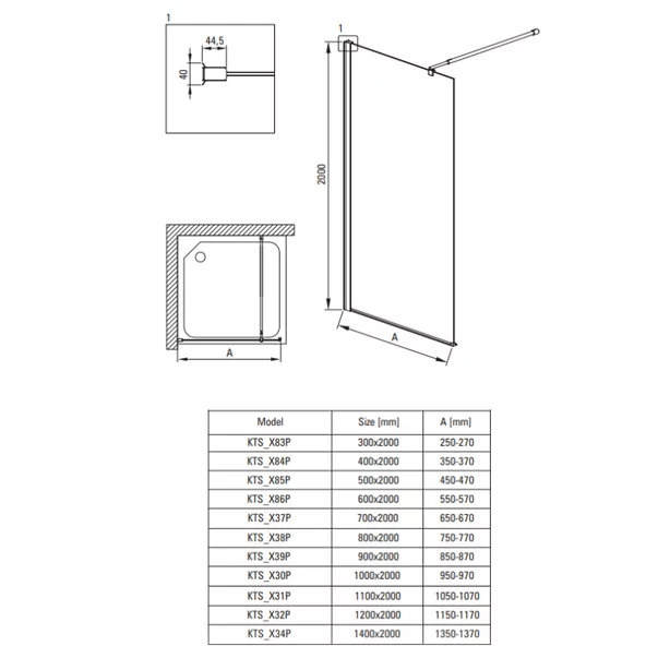 Paravan de dus Walk-in Deante Kerria Plus negru 60x200 cm Total White [2]