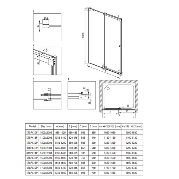 Usa de dus culisanta Deante Kerria Plus negru 170 cm [2]