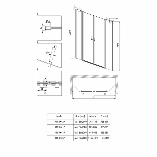 Usa de dus pivotanta Deante Kerria Plus negru 120 cm [5]