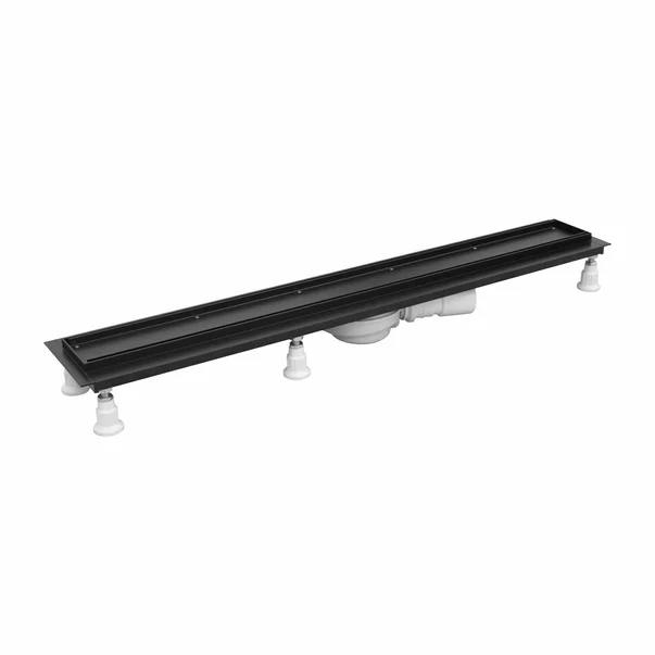 Set rigola pentru dus cu capac faiantabil Omnires Lowfix 80 cm negru [1]