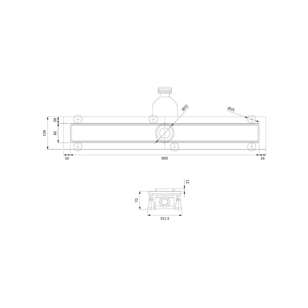 Set rigola pentru dus cu capac faiantabil Omnires Lowfix 80 cm negru [2]