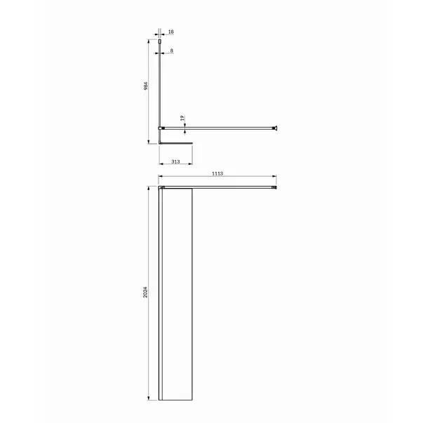 Paravan de dus tip Walk-in cu perete lateral Omnires Marina negru mat/transparent 100 cm [2]