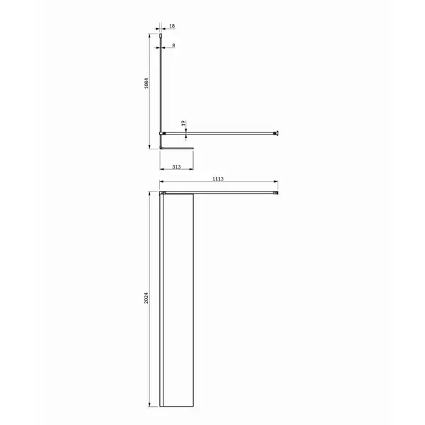 Paravan de dus tip Walk-in cu perete lateral Omnires Marina negru mat/transparent 110 cm [2]