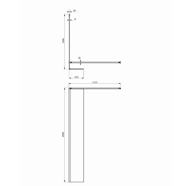 Paravan de dus tip Walk-in cu perete lateral Omnires Marina negru mat/transparent 120 cm [2]
