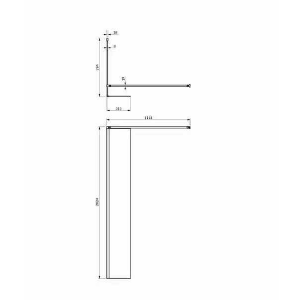 Paravan de dus tip Walk-in cu perete lateral Omnires Marina negru mat/transparent 80 cm [2]