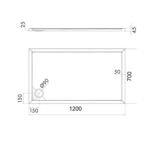 Cadita dus dreptunghiulara  Omnires Merton alb  70x120 cm [3]