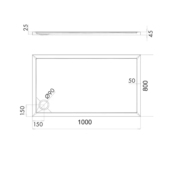 Cadita dus dreptunghiulara  Omnires Merton alb  80x100 cm [3]
