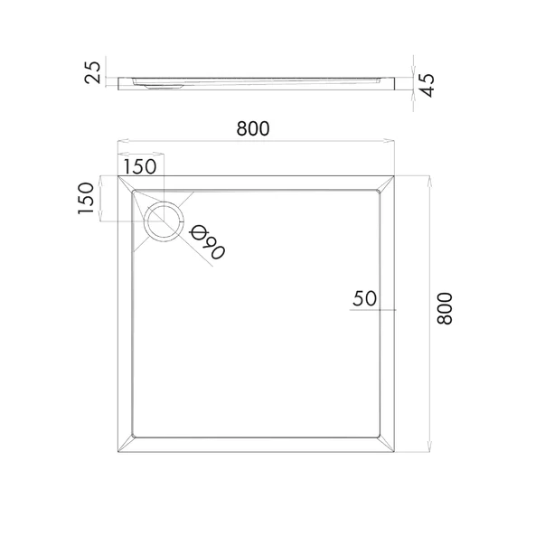 Cadita dus patrata din acril Omnires Merton alb  80x80 cm [3]