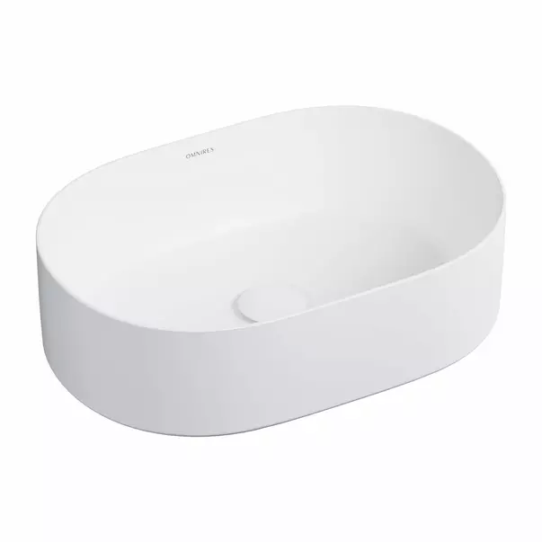 Obiecte Sanitare - Lavoar pe blat Omnires Mesa alb mat 46 x 31.5 cm