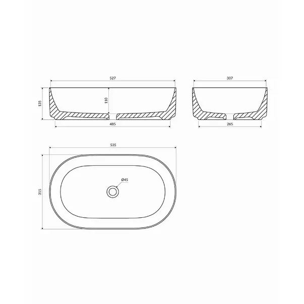 Lavoar pe blat Omnires Mesa alb 53.5 x 31.5 cm [4]