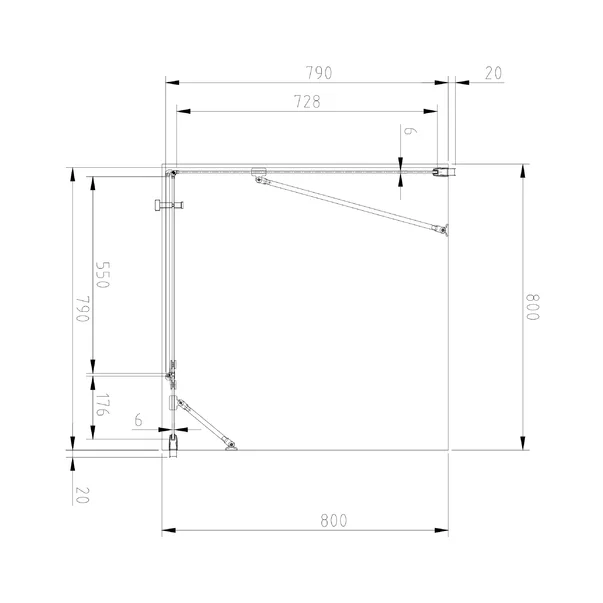 Cabina de dus patrata cu usa cu balamale Omnires Manhattan negru mat/transparent 80x80 cm [4]
