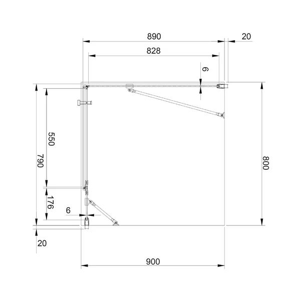 Cabina de dus dreptunghiulara cu usa cu balamale Omnires Manhattan transparent 80x90 cm [3]
