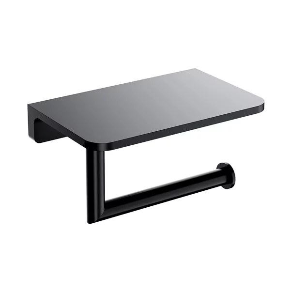 Accesorii baie - Suport hartie igienica cu raft Omnires Modern Project finisaj negru mat