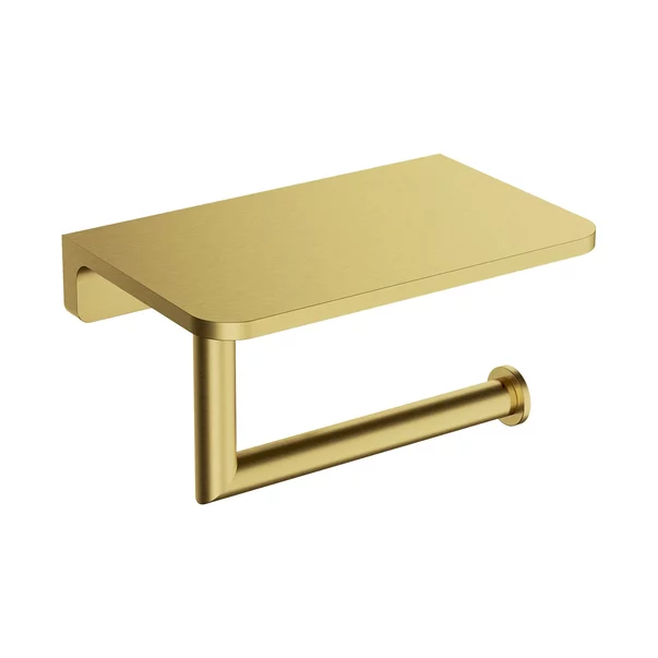 Accesorii baie - Suport hartie igienica cu raft Omnires Modern Project finisaj alama periata