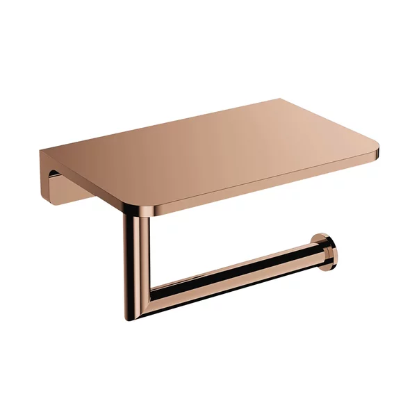 Accesorii baie - Suport hartie igienica cu raft Omnires Modern Project finisaj cupru lucios
