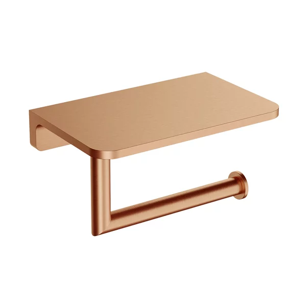 Accesorii baie - Suport hartie igienica cu raft Omnires Modern Project finisaj cupru periat