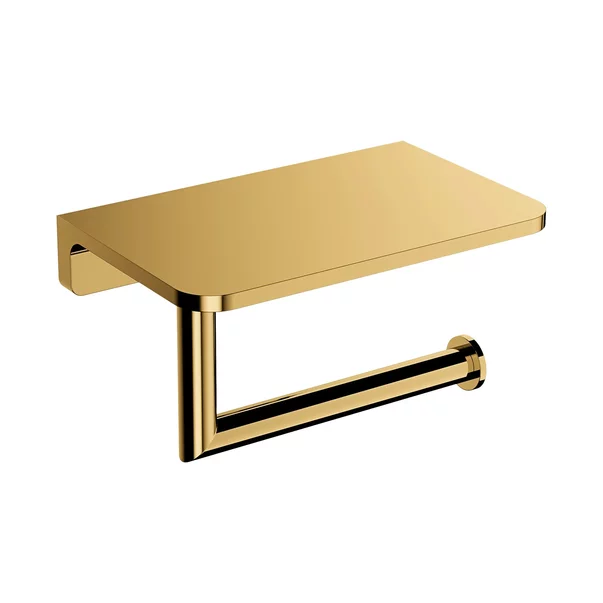 Accesorii baie - Suport hartie igienica cu raft Omnires Modern Project finisaj auriu lucios