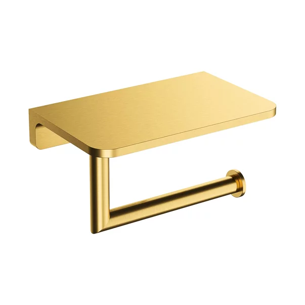 Accesorii baie - Suport hartie igienica cu raft Omnires Modern Project finisaj auriu periat