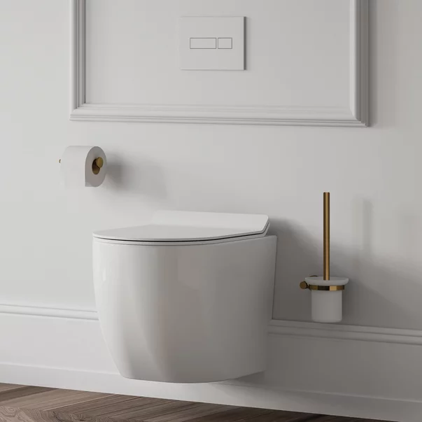 Perie WC Omnires Modern Project auriu si sticla mata [2]