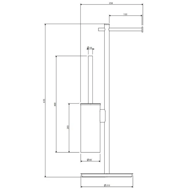 Suport hartie freestanding cu spatiu pentru perie antracit Omnires Modern Project [2]