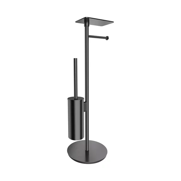 Accesorii baie - Suport hartie freestanding Omnires Modern Project cu spatiu pentru perie si raft finisaj antracit periat