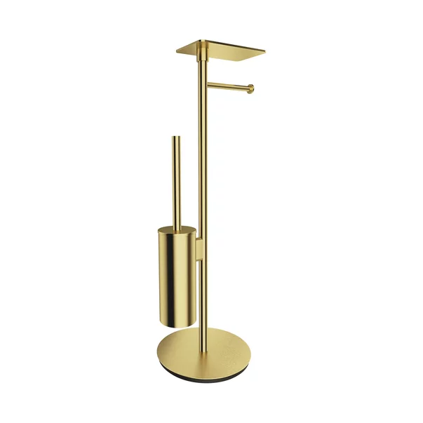 Accesorii baie - Suport hartie freestanding Omnires Modern Project cu spatiu pentru perie si raft finisaj alama periata