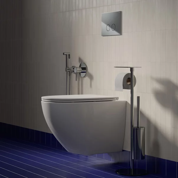 Suport hartie freestanding Omnires Modern Project cu spatiu pentru perie si raft finisaj crom lucios [3]