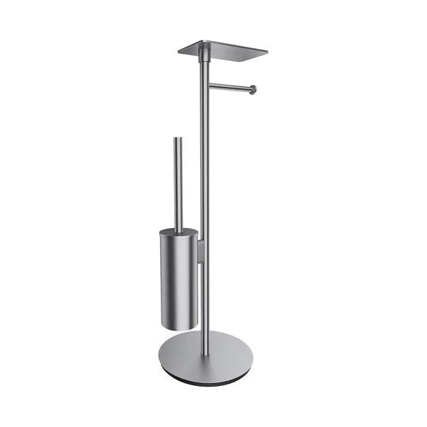 Accesorii baie - Suport hartie freestanding Omnires Modern Project cu spatiu pentru perie si raft finisaj nichel periat