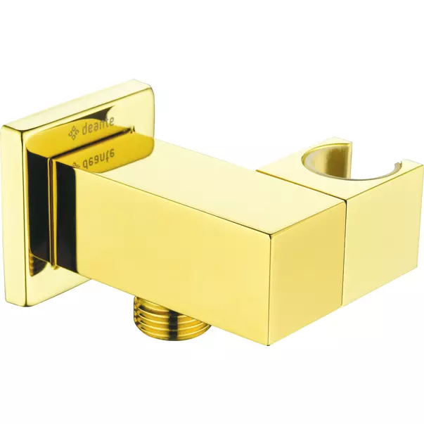 Conector furtun patrat Deante Cascada auriu cu suport dus [1]