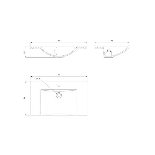 Lavoar pe mobilier Omnires Naxos M+ alb 76 cm [2]