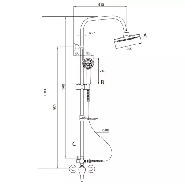 Coloana de dus cu baterie monocomanda Deante Joko Round [2]