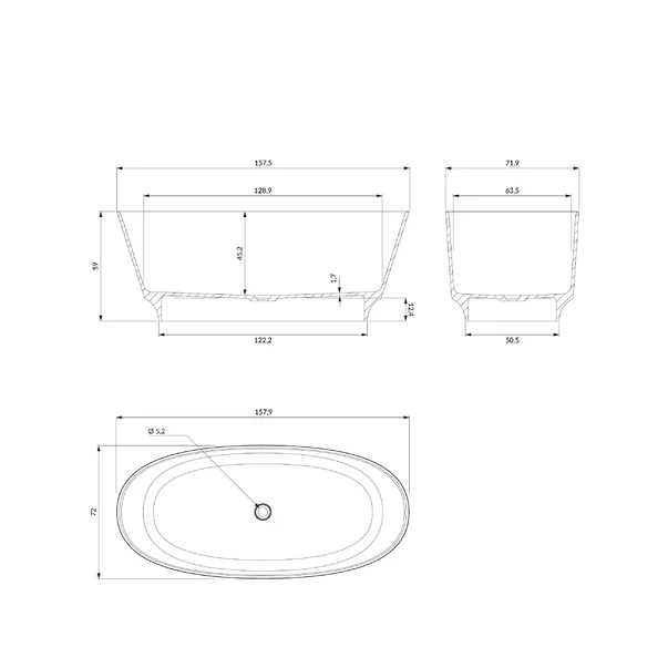Cada freestanding Omnires Neo M+ alb  158x72 cm [4]
