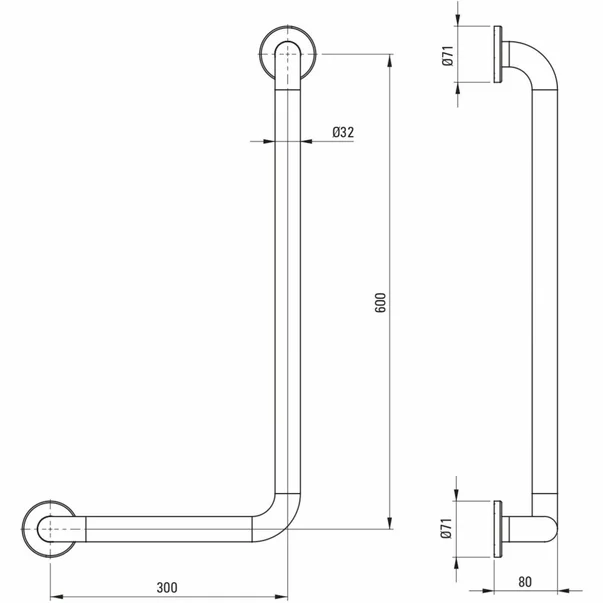Maner de sustinere unghiular Deante Lehnen Concept Pro 30x61 cm dreapta [2]