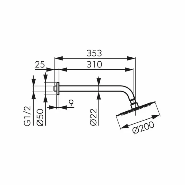 Palarie si brat de dus Ferro Slimline 200 mm crom lucios [2]
