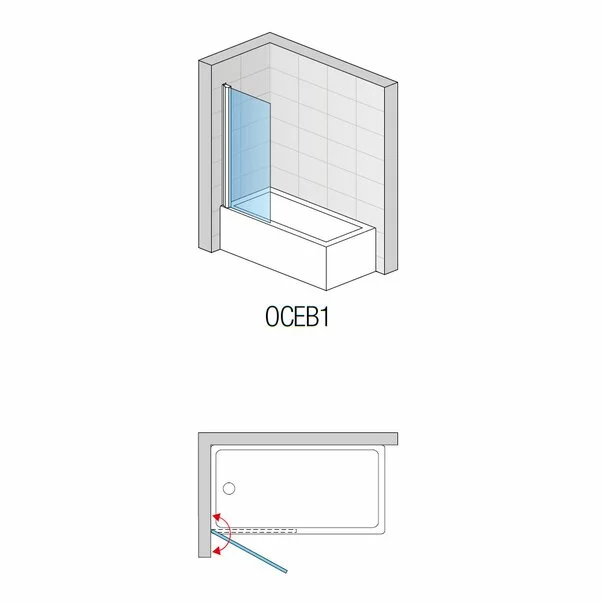 Paravan de cada SanSwiss Ocelia cu un element mobil 80x140 cm sticla transparenta crom lucios [2]