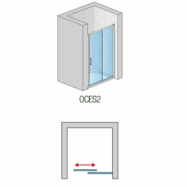 Usa de nisa culisanta cu perete fix SanSwiss Ocelia 120 cm sticla securizata 5mm anticalcar [2]