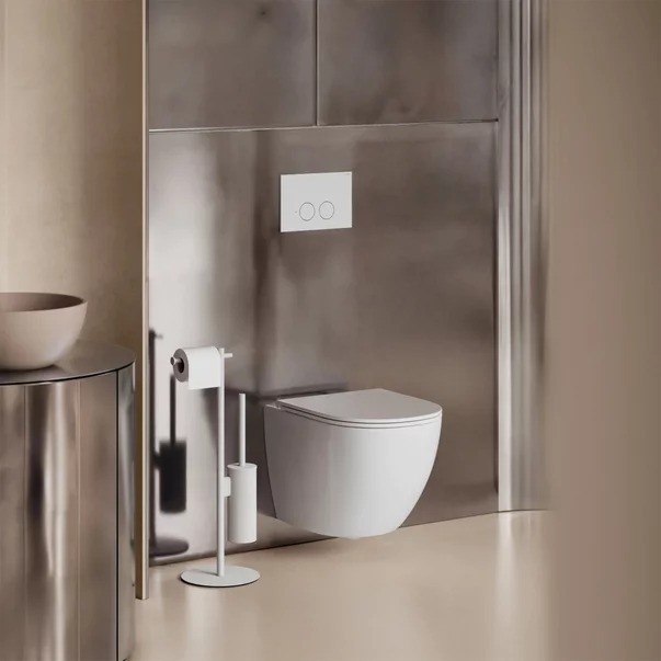 Vase wc suspendate - Set vas WC suspendat Omnires Ottawa Rimless Silent Power alb mat cu capac softclose