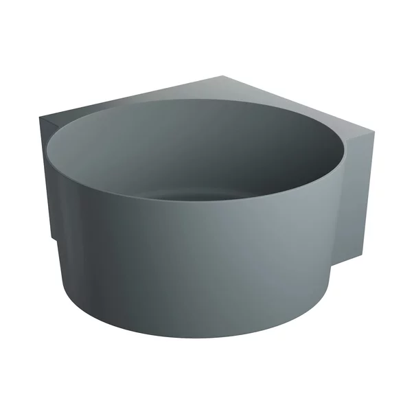 Cazi baie - Cada pe colt asimetrica Omnires Ovo M+ compozit gri mat cenusa 120x120 cm