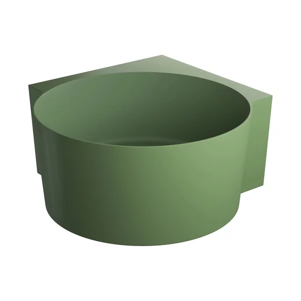 Cazi baie - Cada pe colt asimetrica Omnires Ovo M+ compozit verde olive mat 120x120 cm